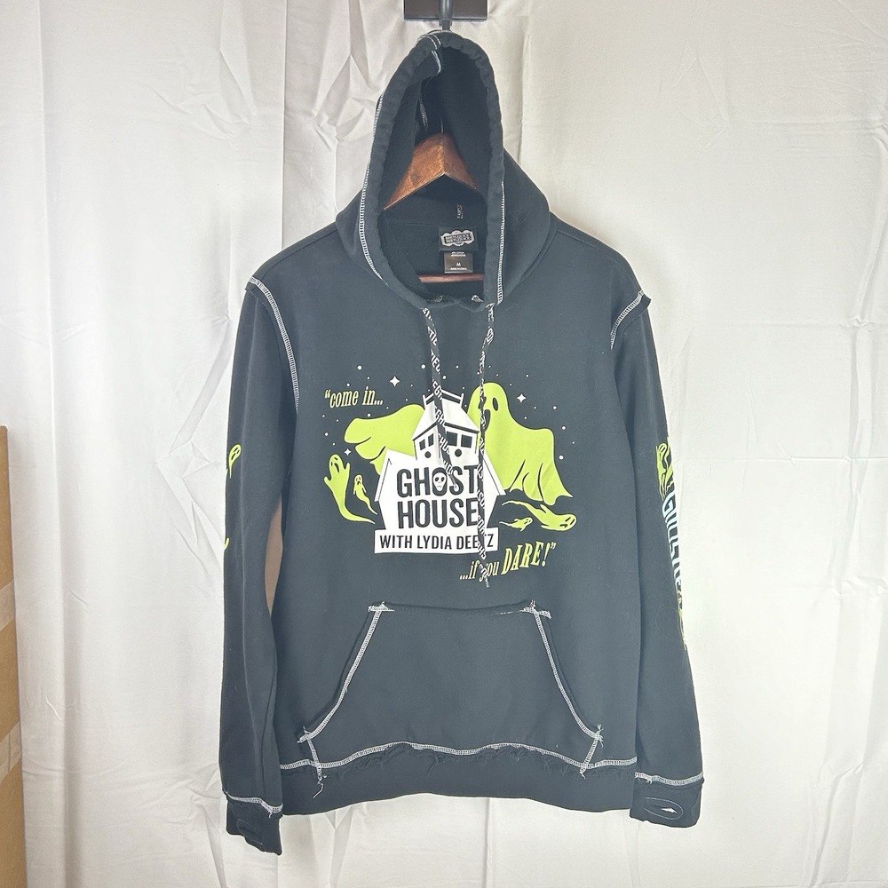 Hot Topic Beetlejuice Ghost House Lydia Deetz‎ Ghostie Hoodie Size Medium Black